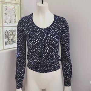 H&M Navy with Cream polka dots sweater